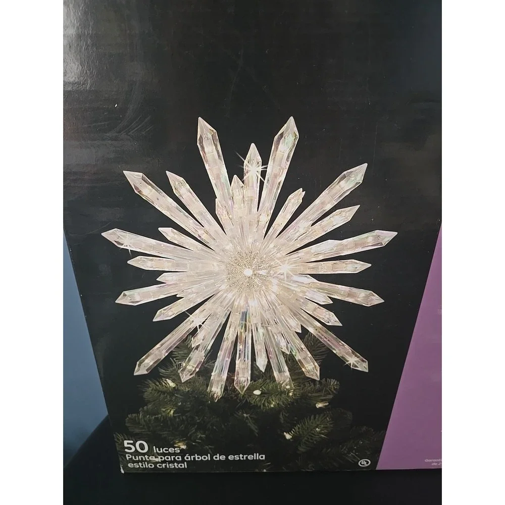 GE Decorator's Best 50 Light Starburst Crystal Star Tree Top 13.5